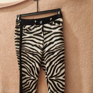 Zebra Print High-Waist Pants - Black & White